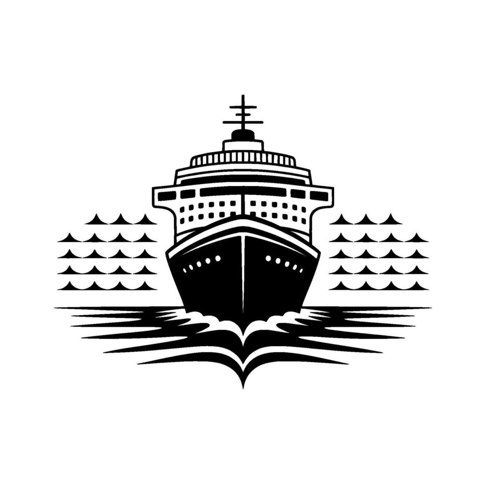 Nautical Silhouette Cruise Ship Emblem, Minimalist, Maritime vector