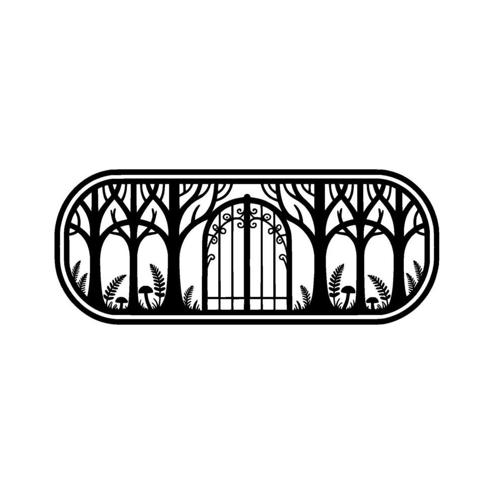 Enchanted Forest Gateway, Minimalist Illustration vector