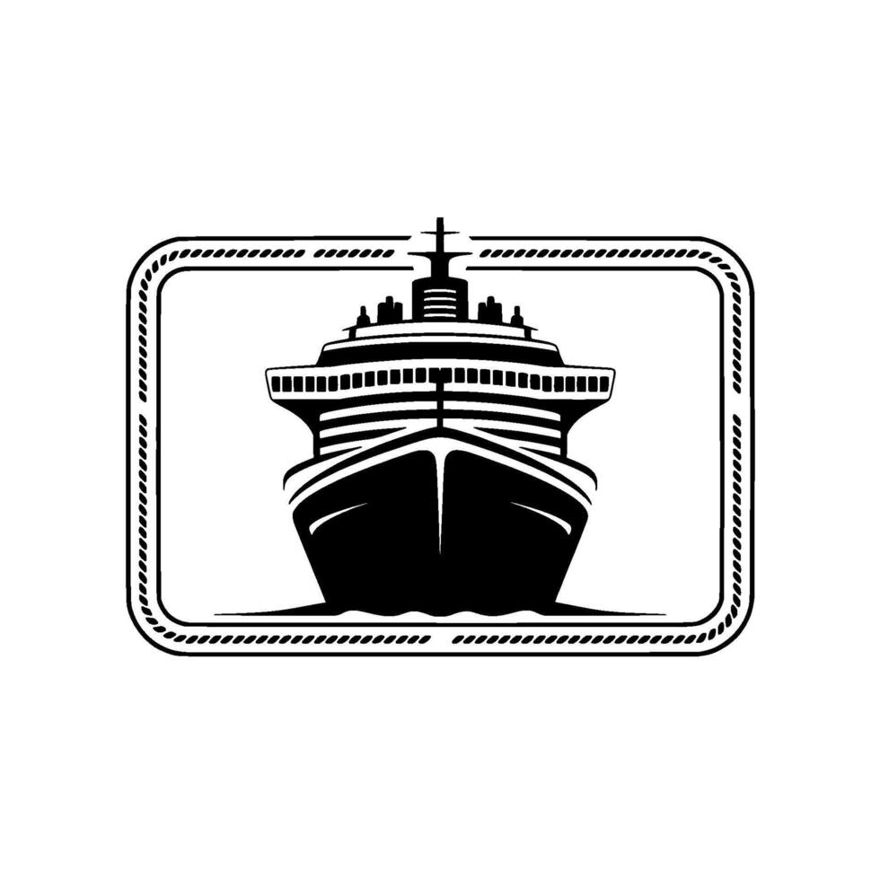Nautical Emblem Majestic Cruise Ship Silhouette vector