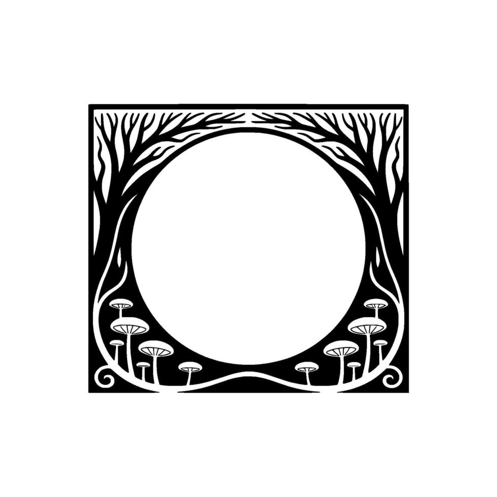 Stylized Forest Frame, Art Nouveau, Circular Motif vector