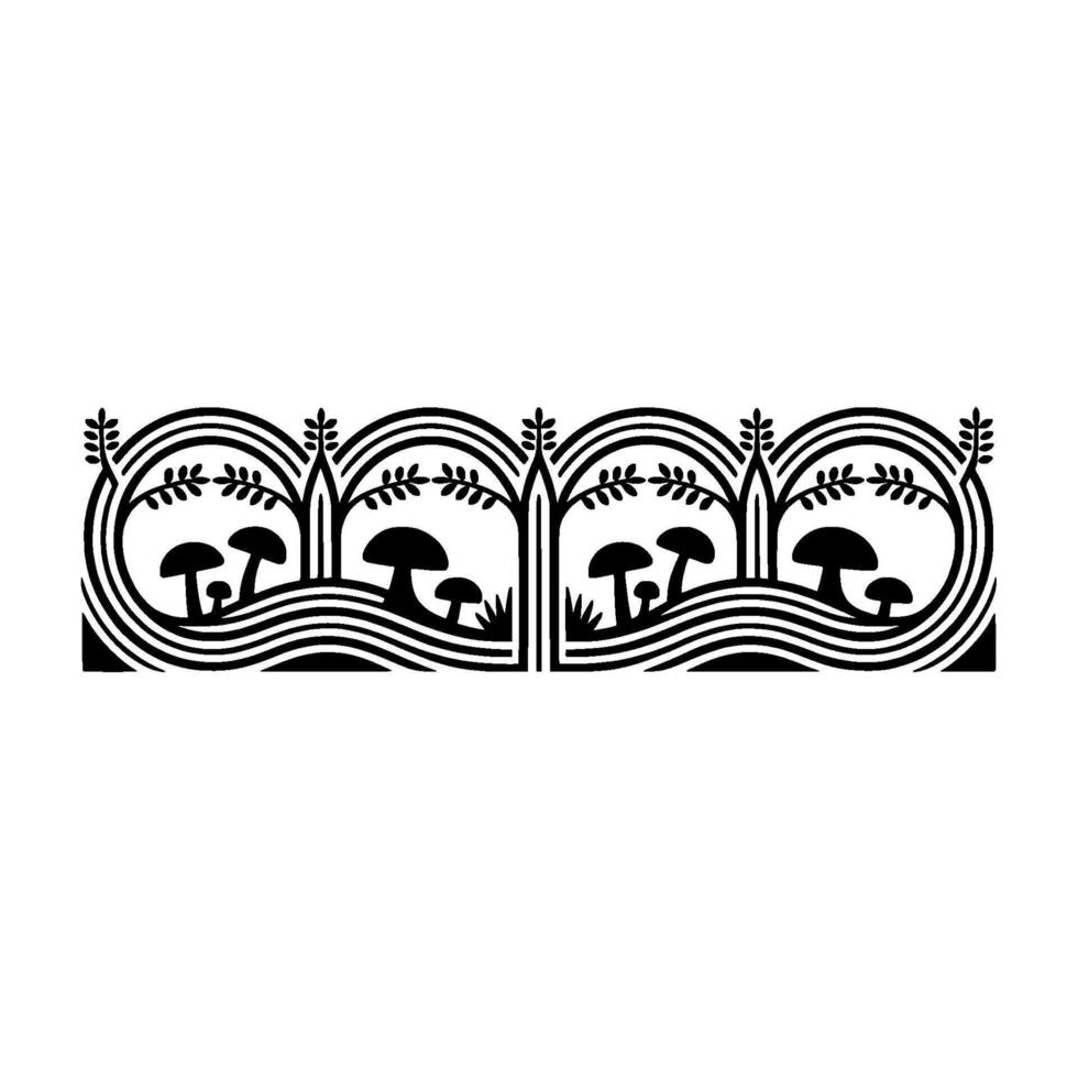 Stylized Forest Border, Art Nouveau Inspired - Botanical vector