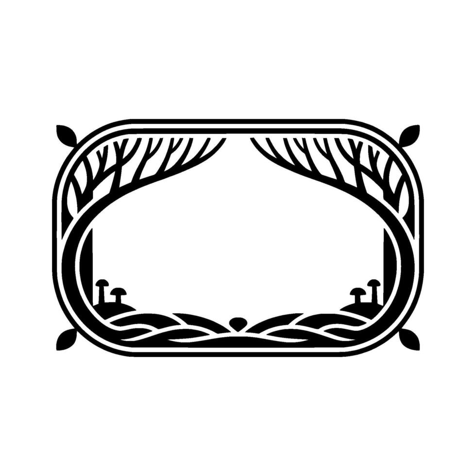 Elegant Botanical Frame, Vintage Illustration, Mystical Forest vector