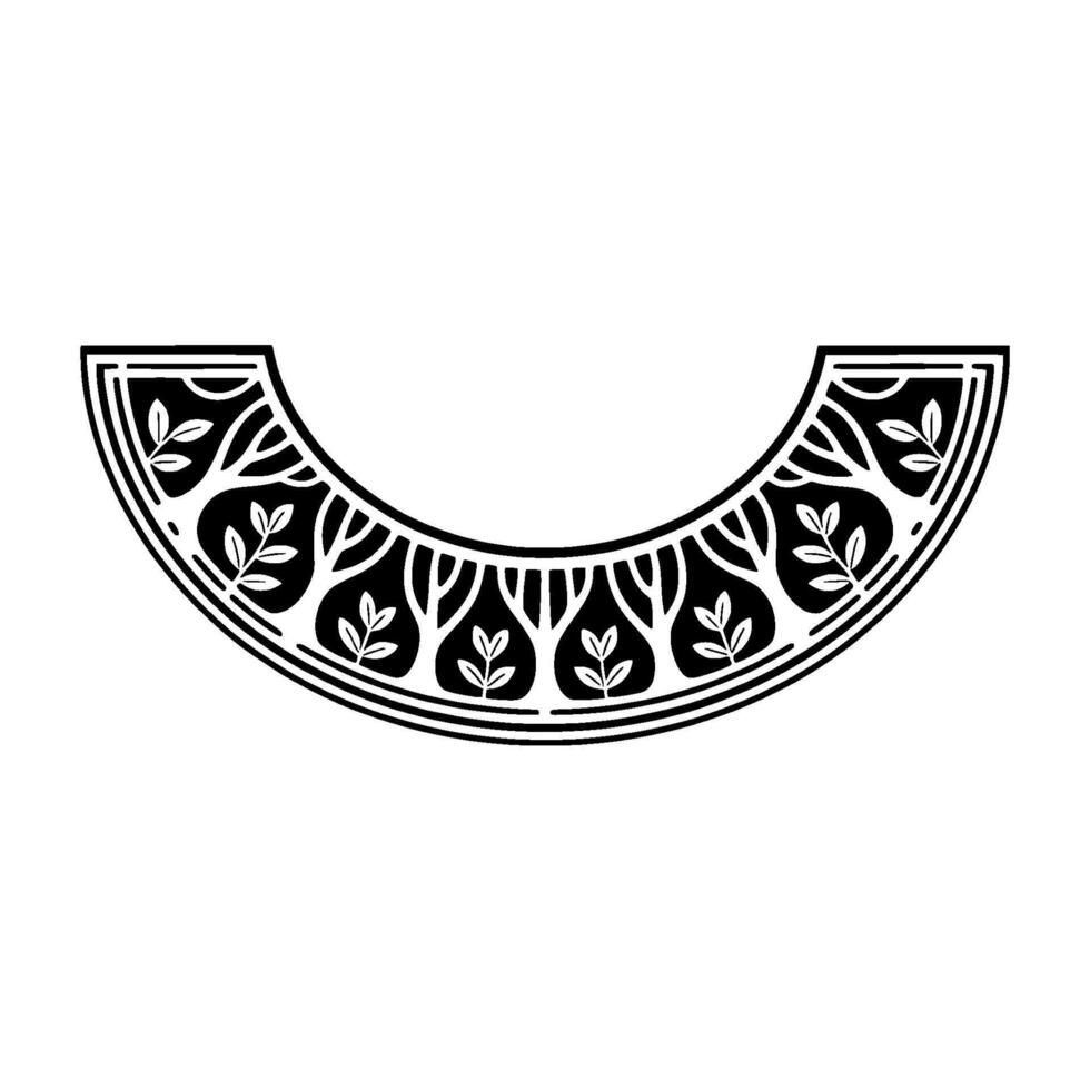 Stylized Leaf Motif, Circular Emblem, Vintage vector