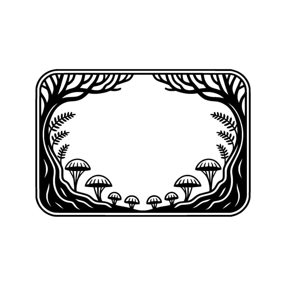 Forest Frame, Mystical Mushrooms, Vintage Illustration vector