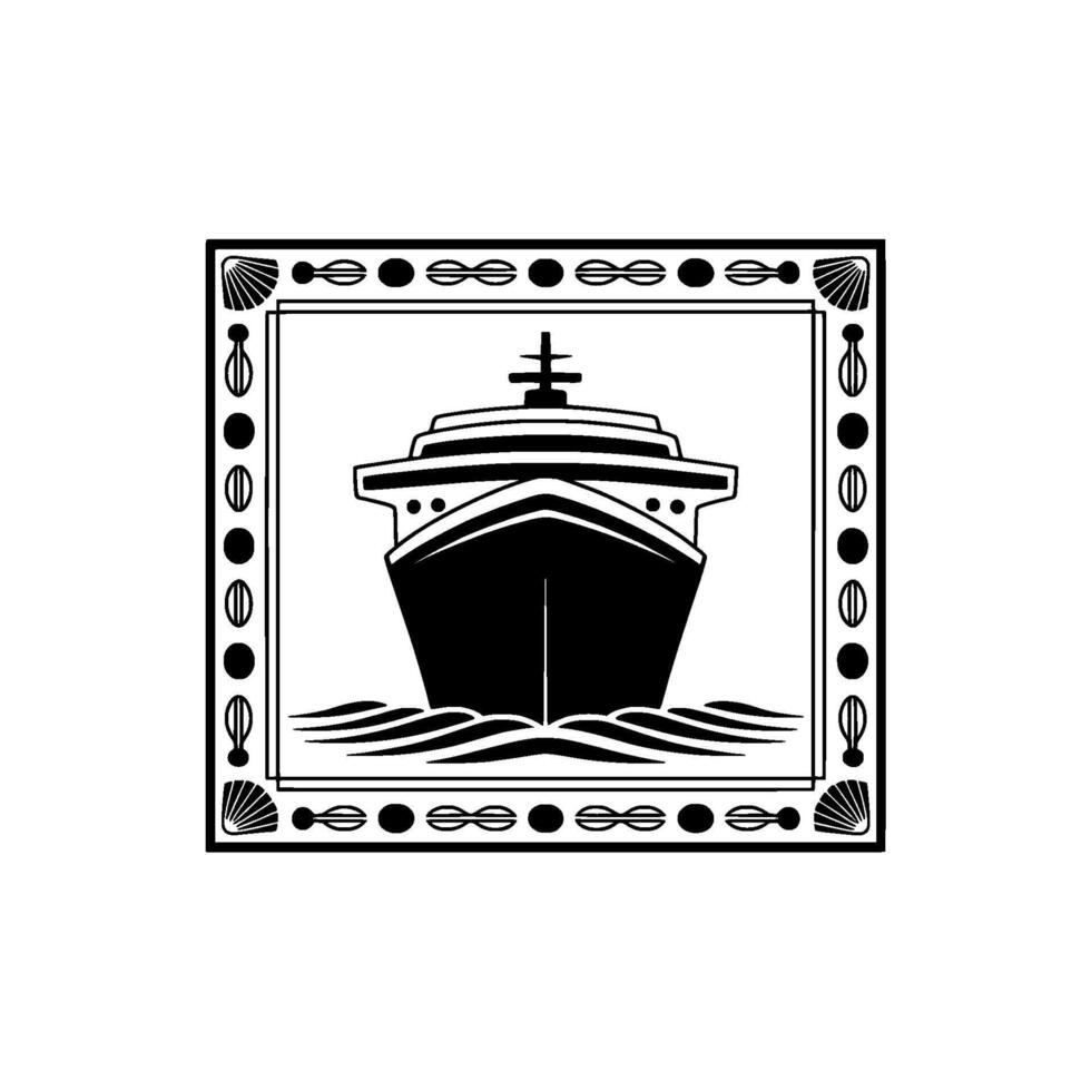 Nautical Silhouette Vintage Cruise Liner Emblem vector