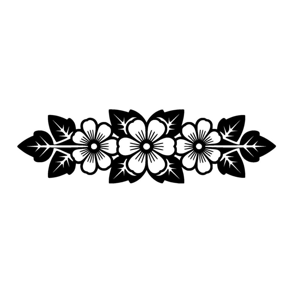 Elegant Floral Border, Scandinavian, Black and White vector
