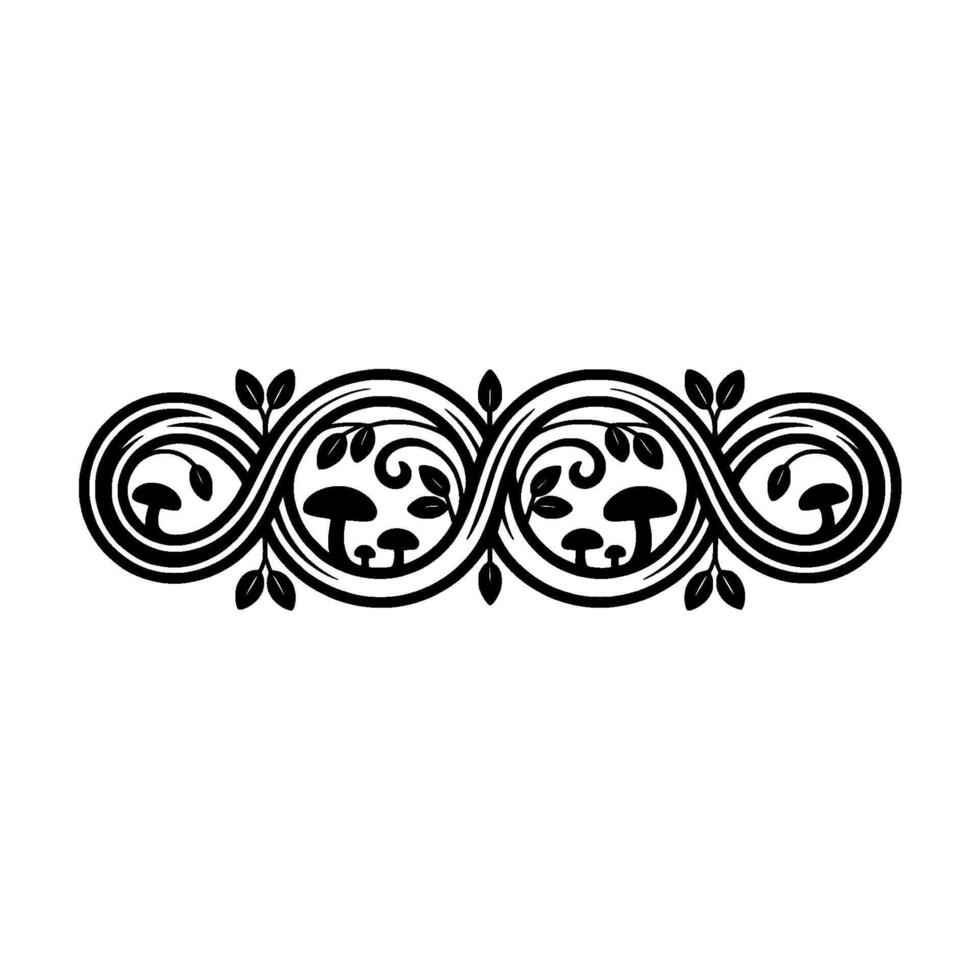 Elegant Black Floral Scroll Border, Vintage Element, Decorative vector