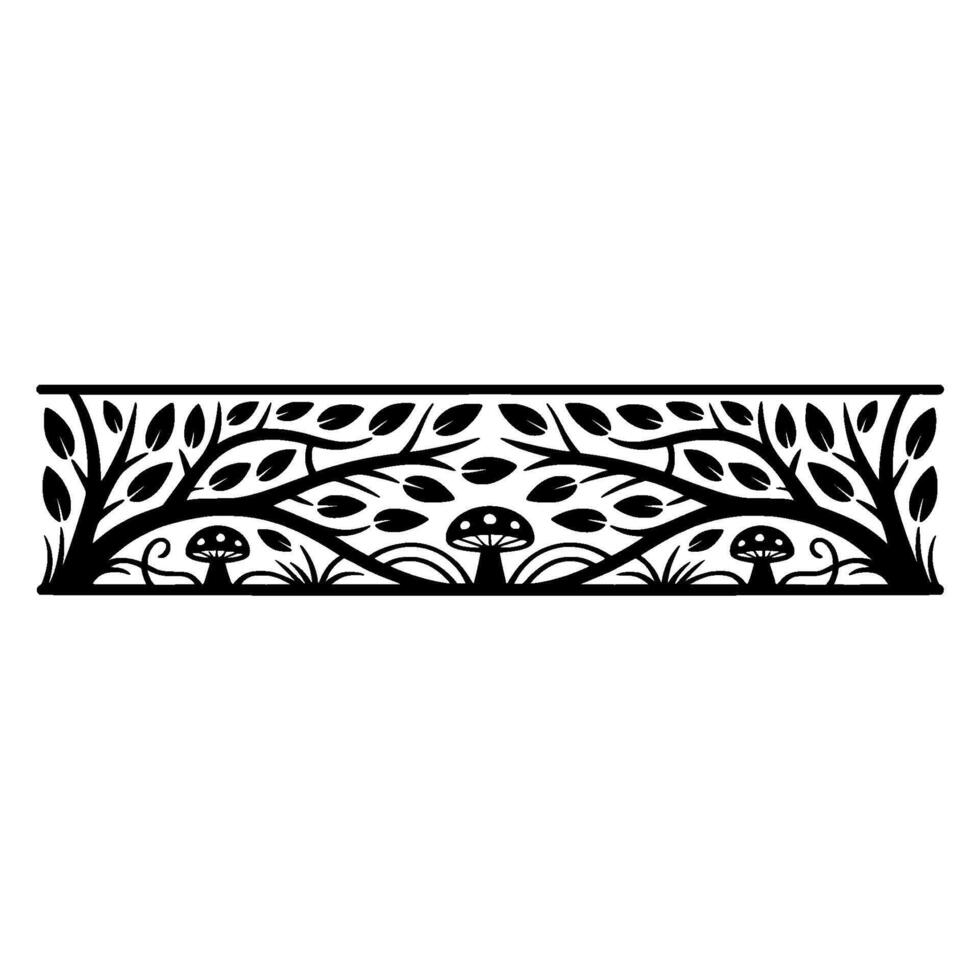 Intricate Forest Border, Stylized Woodland Illustration, Trees vector