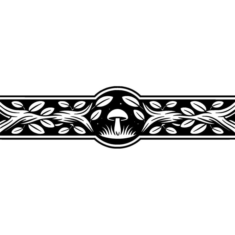 Botanical Border, Mystical Mushroom Accent vector