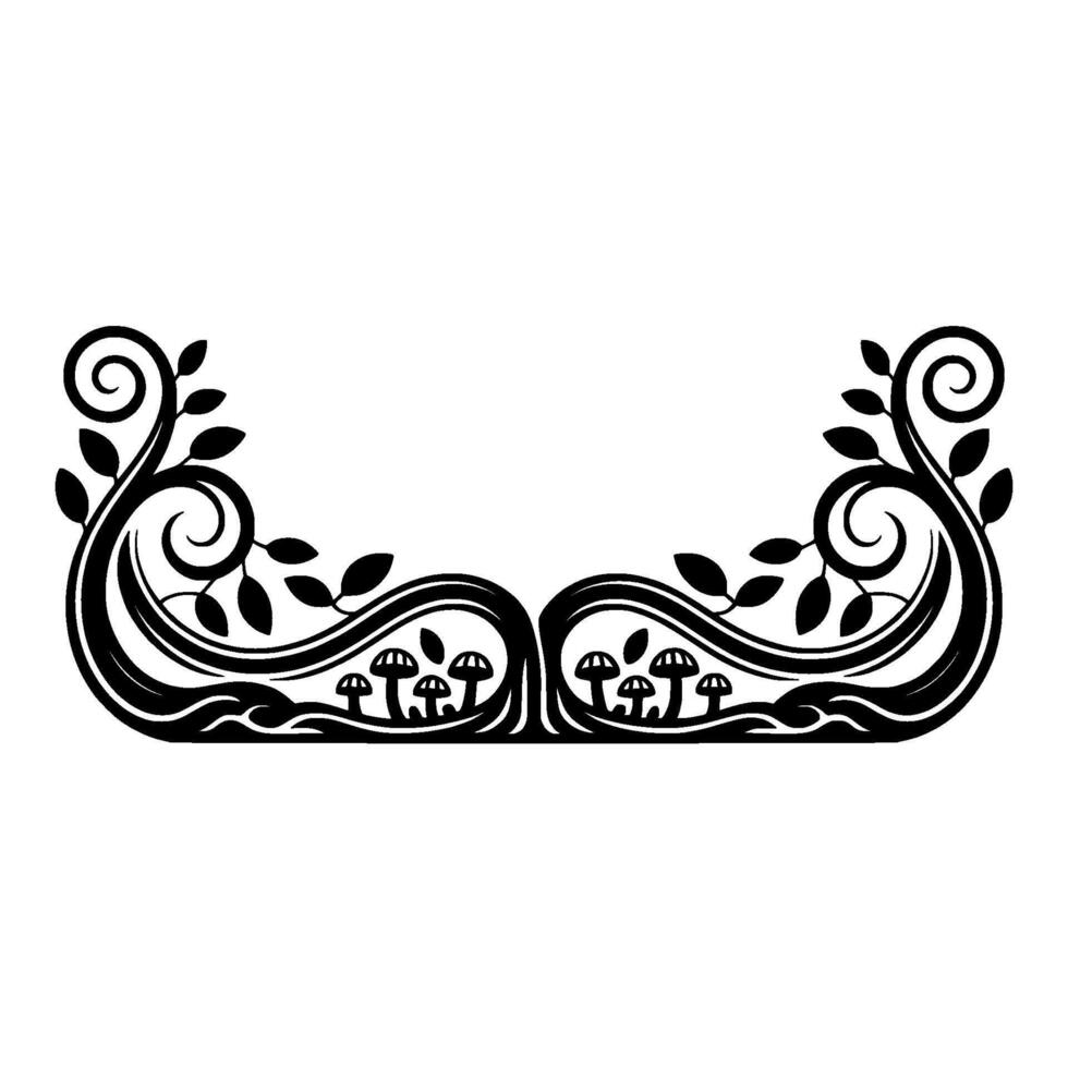 Elegant Floral Frame, Vintage Style, Mushroom Accents vector