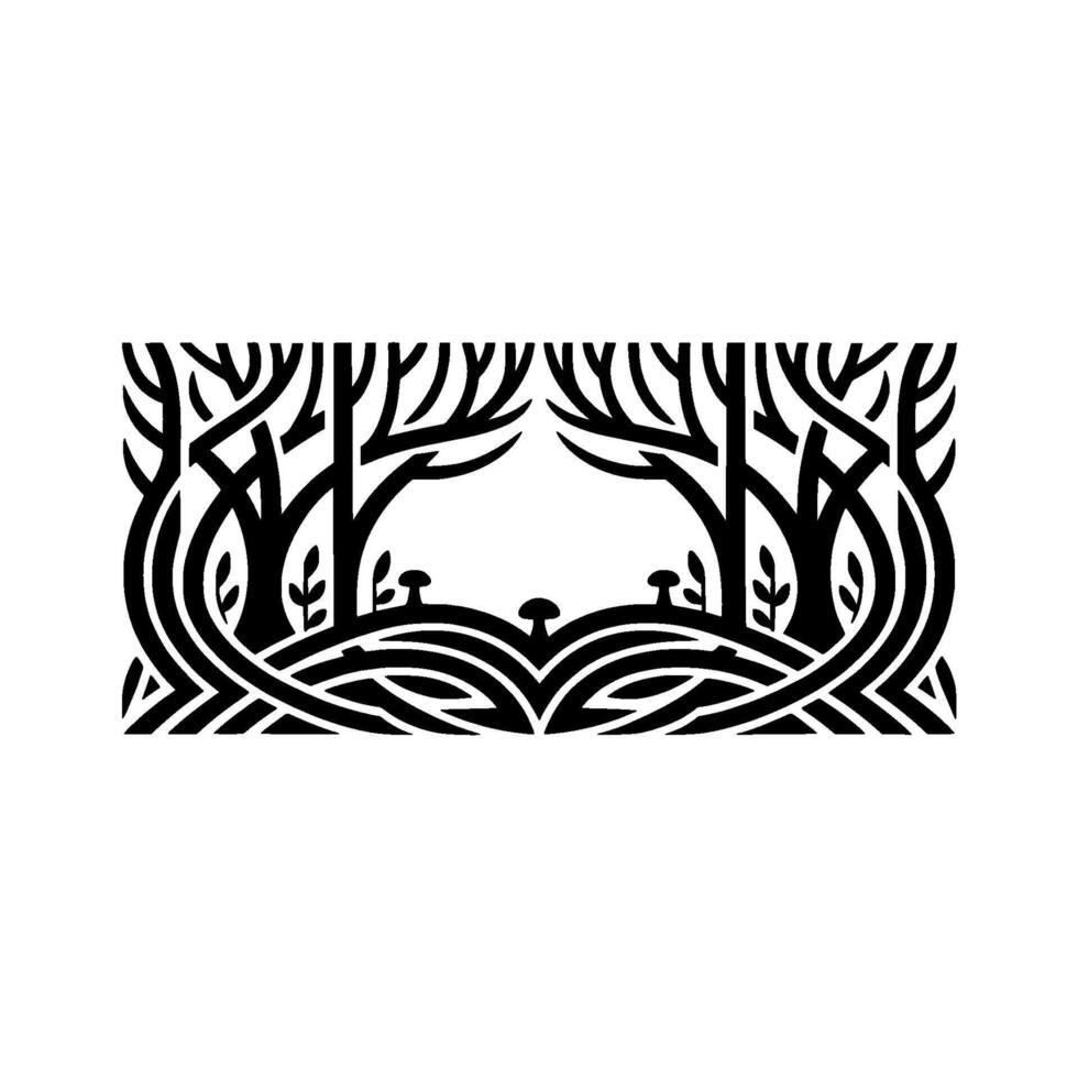 Intricate Forest Emblem, Tribal Silhouette vector