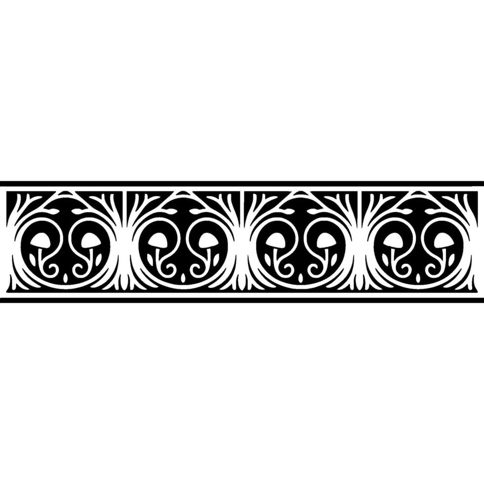 Art Nouveau Mushroom Border, Elegant Decorative Element, Pattern vector
