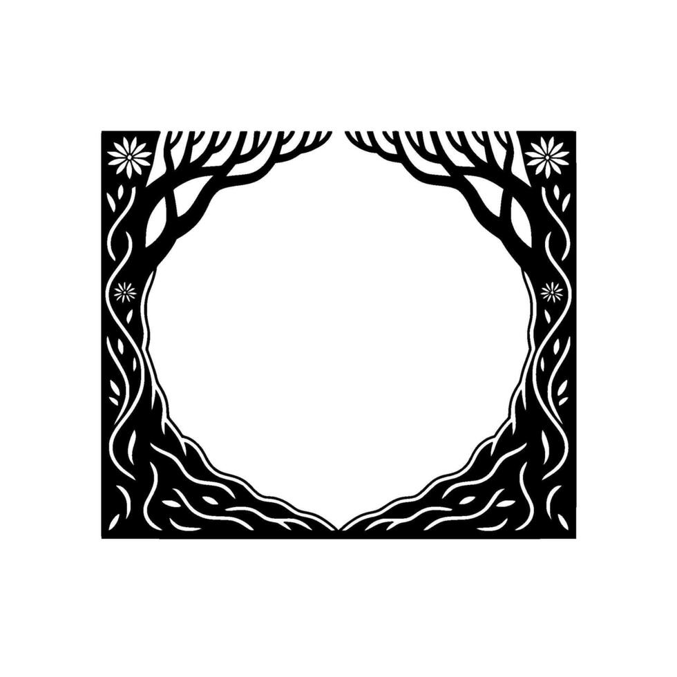 Intricate Tree Frame, Symbolic Border, Minimalist vector