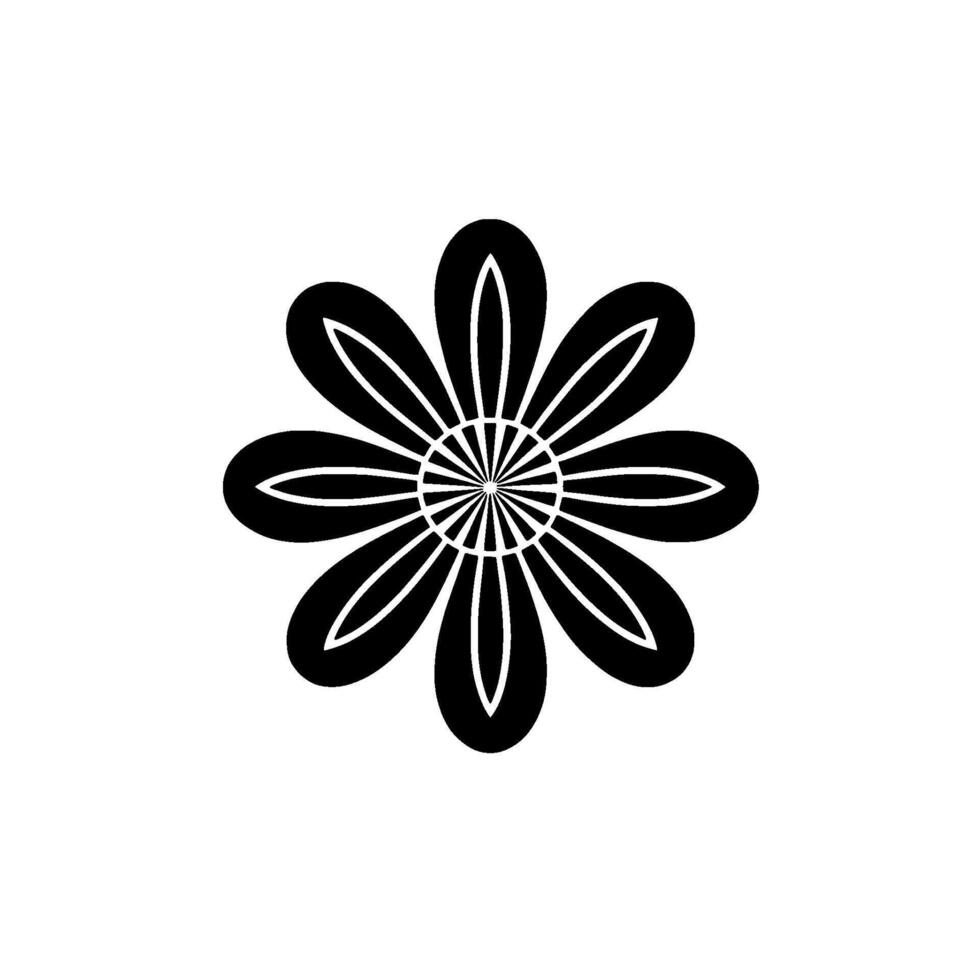 Geometric Black Flower, Minimalist vector