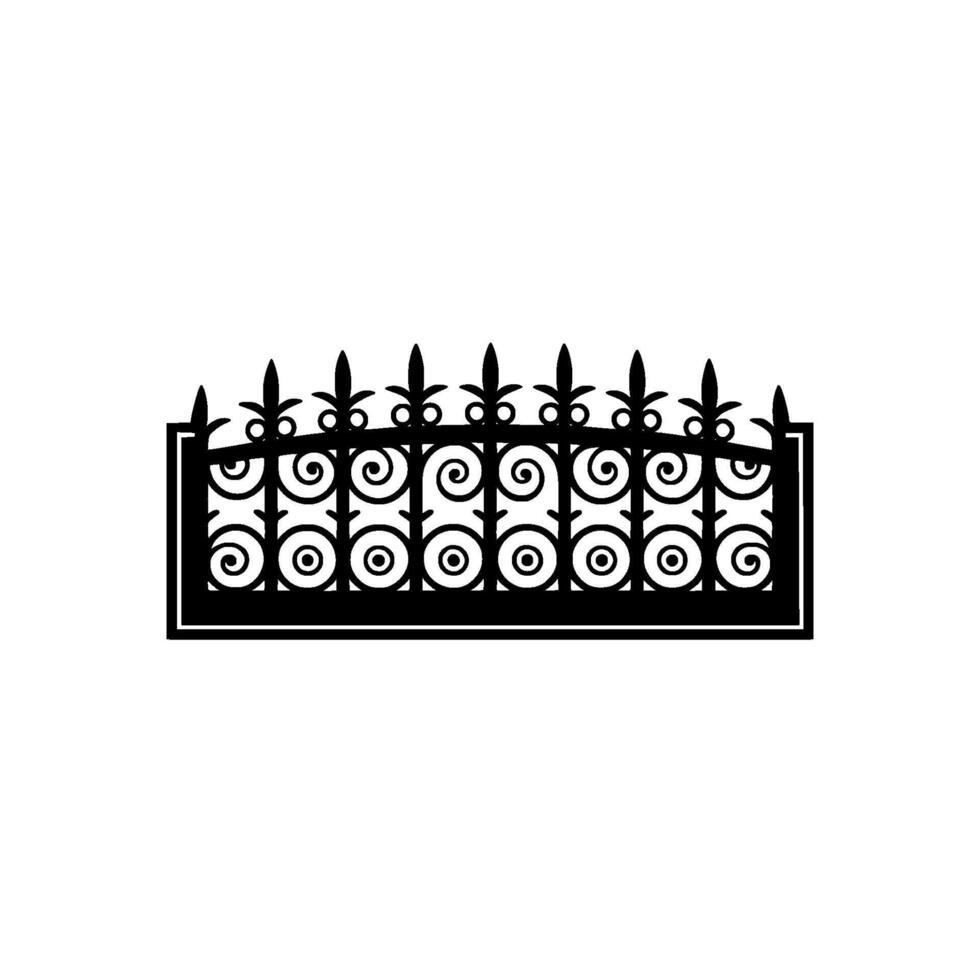 Elegant Black Iron Fence Silhouette, Minimalist vector