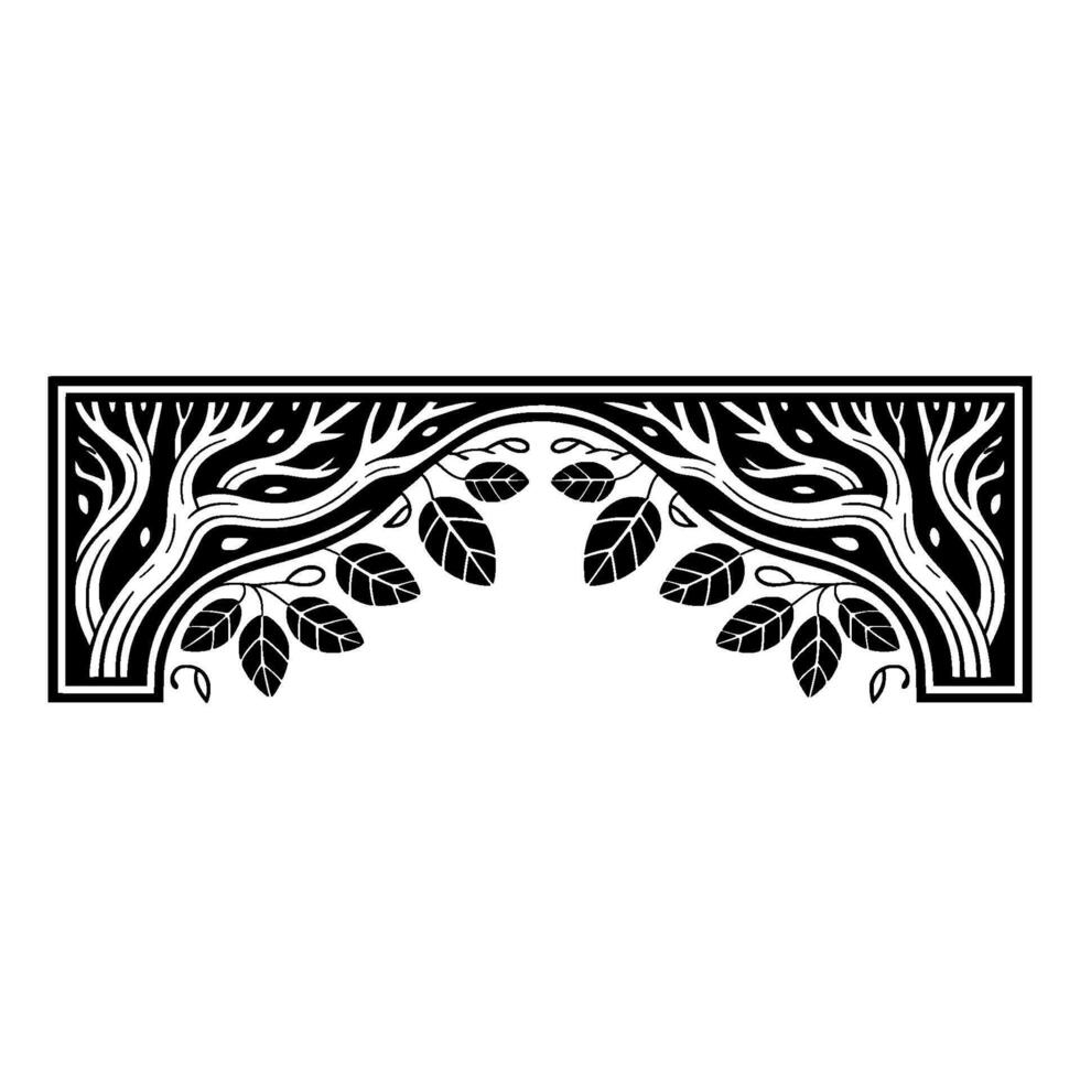 Stylized Tree Border, Art Deco Botanical Illustration vector