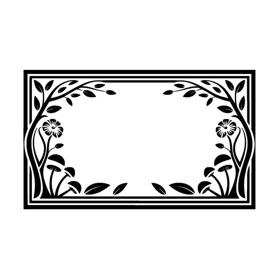 Art Deco Botanical Frame, Elegant Border - Floral vector
