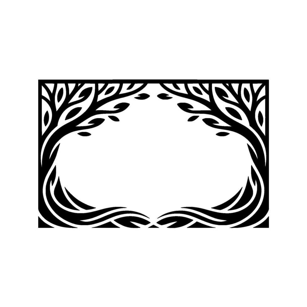 Elegant Botanical Frame, Art Deco Inspired, Symmetry vector