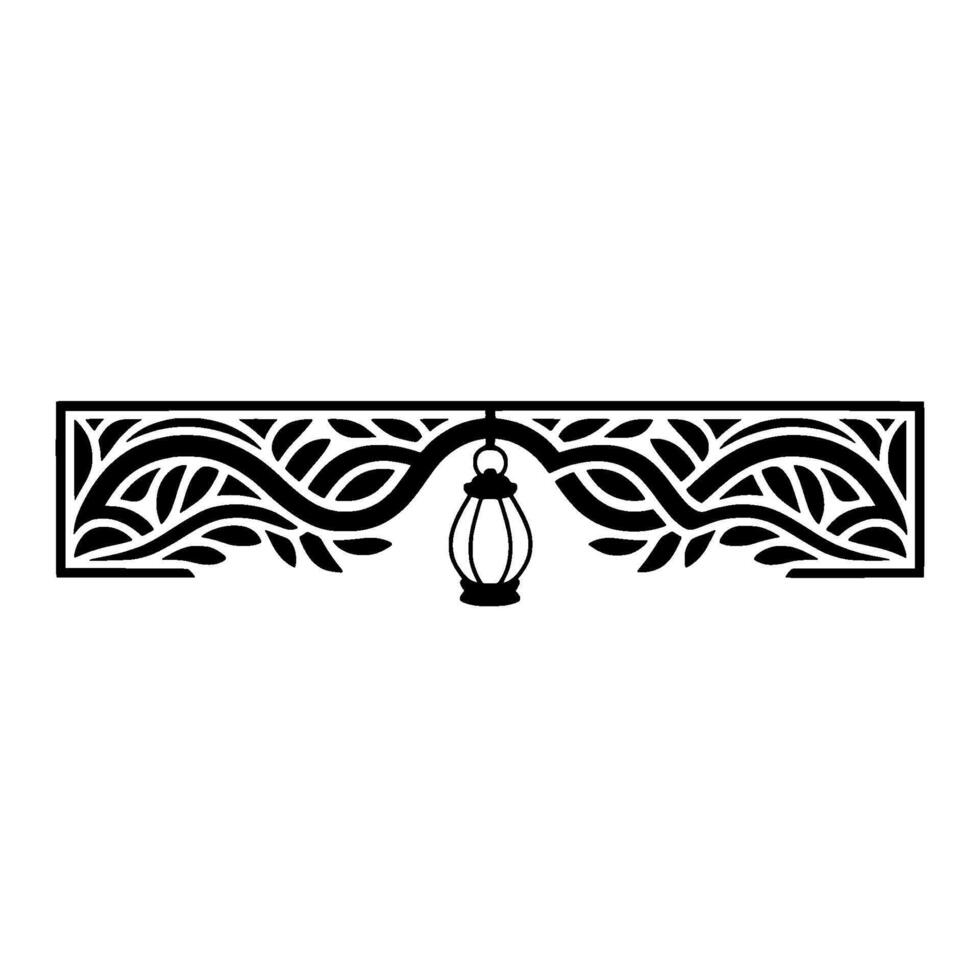 Intricate Black Lantern Border, Vintage Elegance vector