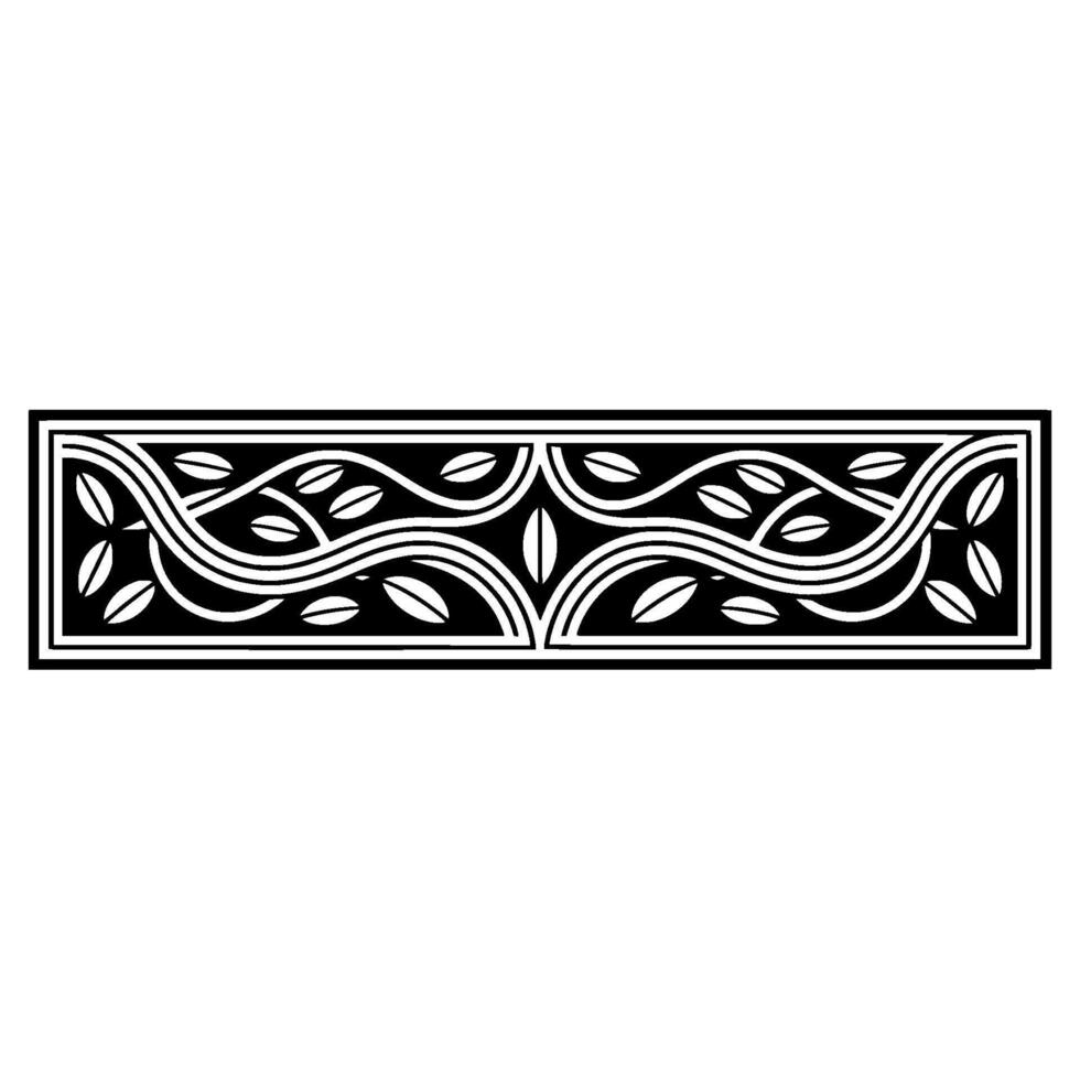 Geometric Leaf Border, Elegant Black and White vector
