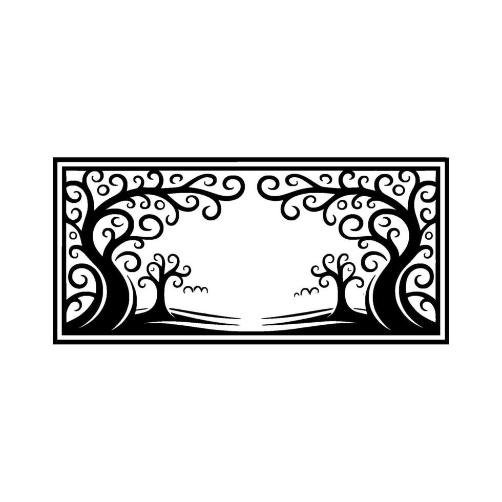 Elegant Black Tree Frame, Vintage Botanical Illustration, Trees vector