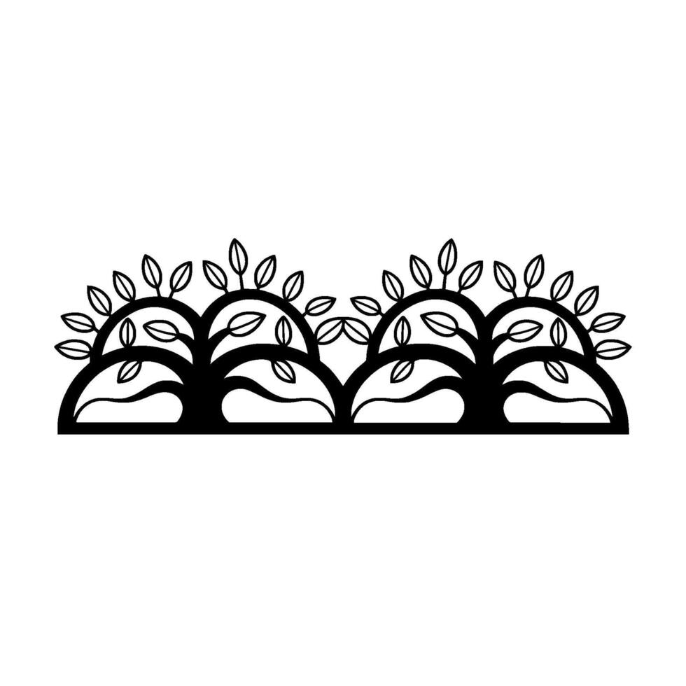 Minimalist Line Art Grove Silhouette, Serene Landscape vector