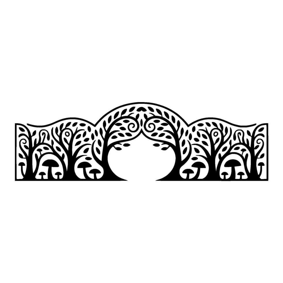 Intricate Tree Archway, Stylized Botanical Border vector