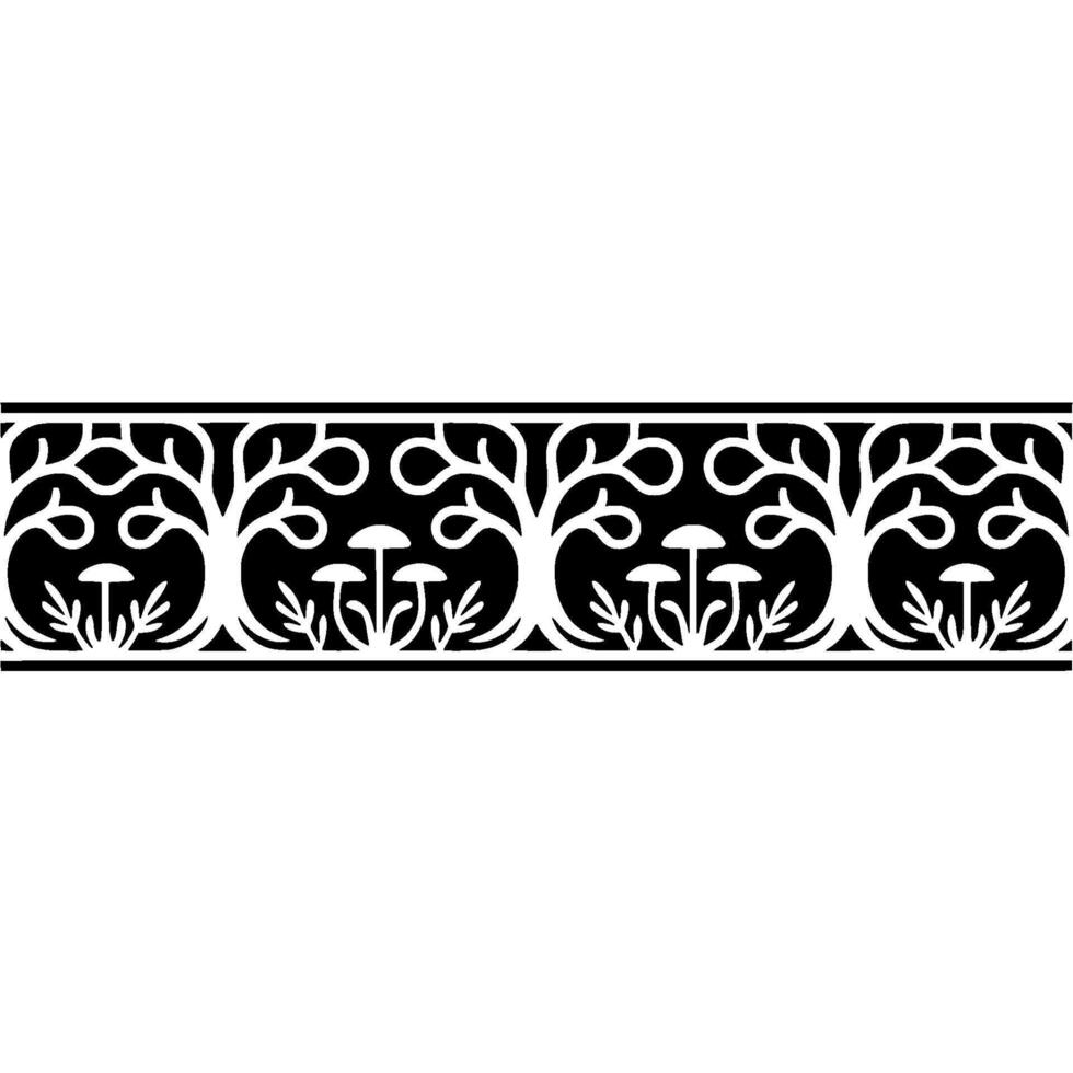 Intricate Black Tree Border, Vintage Style vector