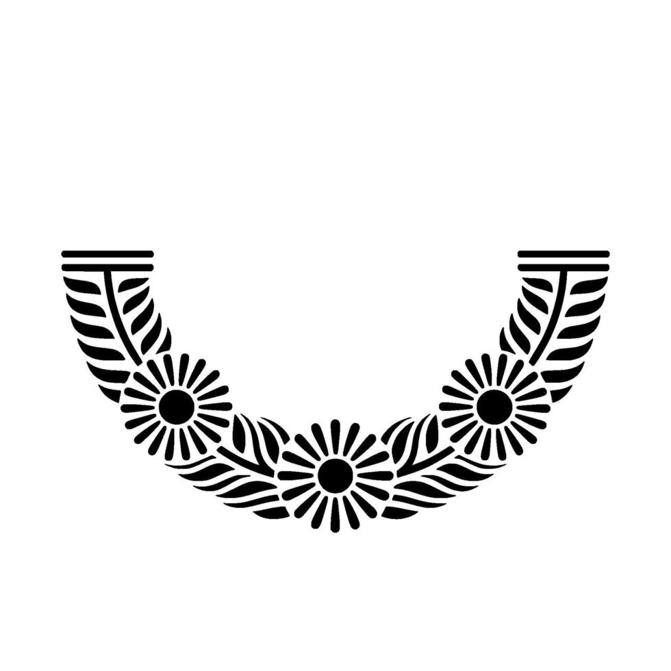 Stylized Crescent Moon Ornament, Minimalist Black White vector