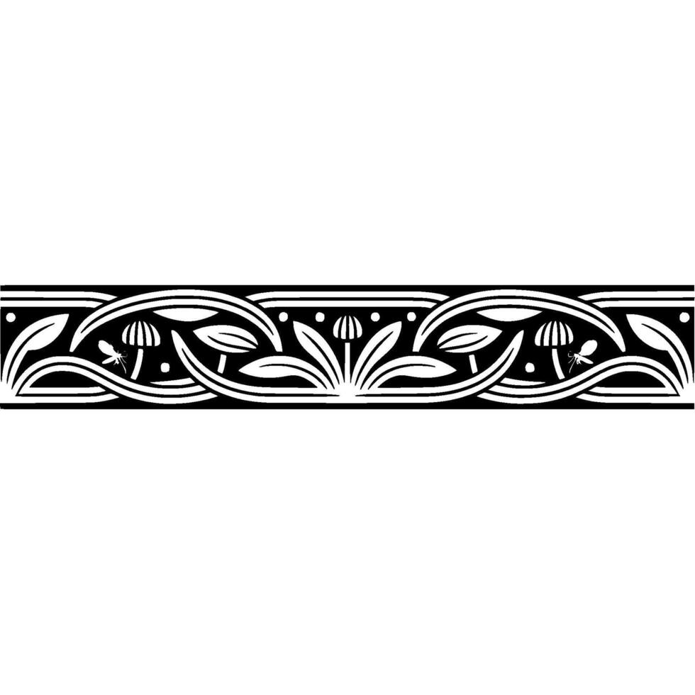 Intricate Botanical Border, Art Nouveau Inspired - Decorative vector
