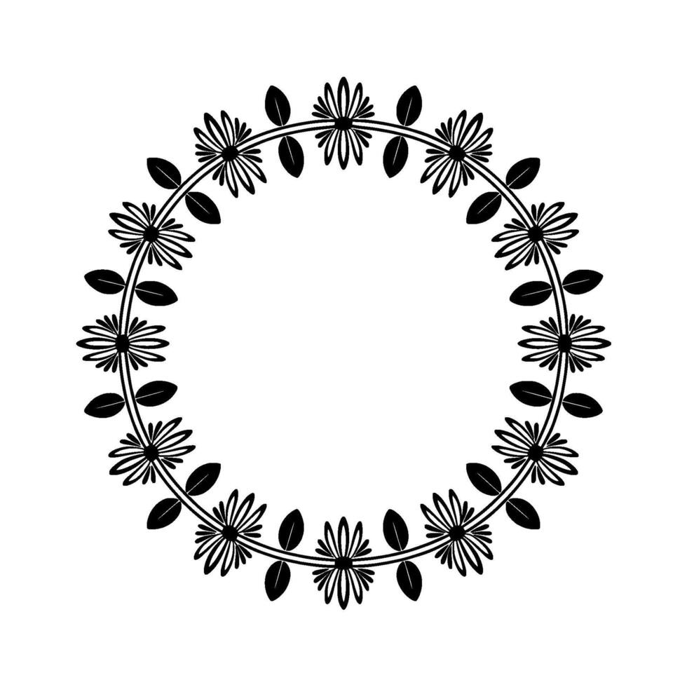 Minimalist Floral Wreath, Circular, Elegant Border vector