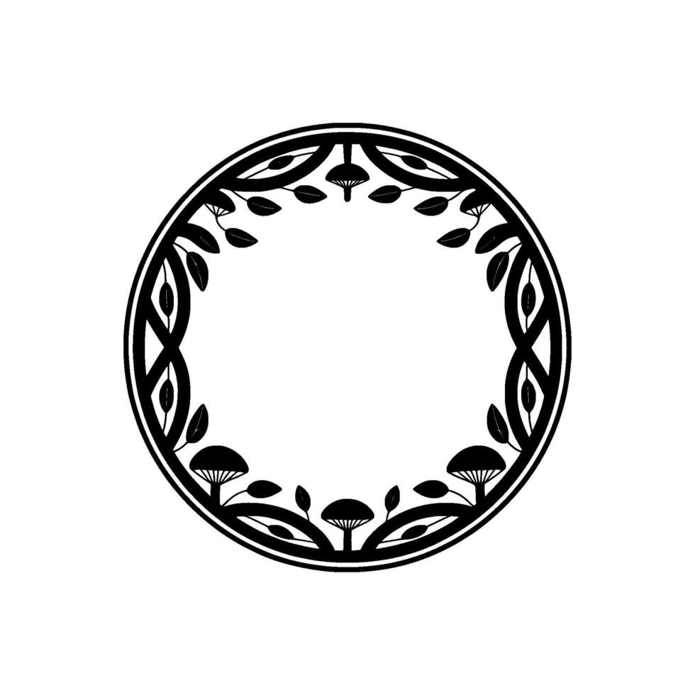 Circular Botanical Emblem, Art Deco Inspired vector