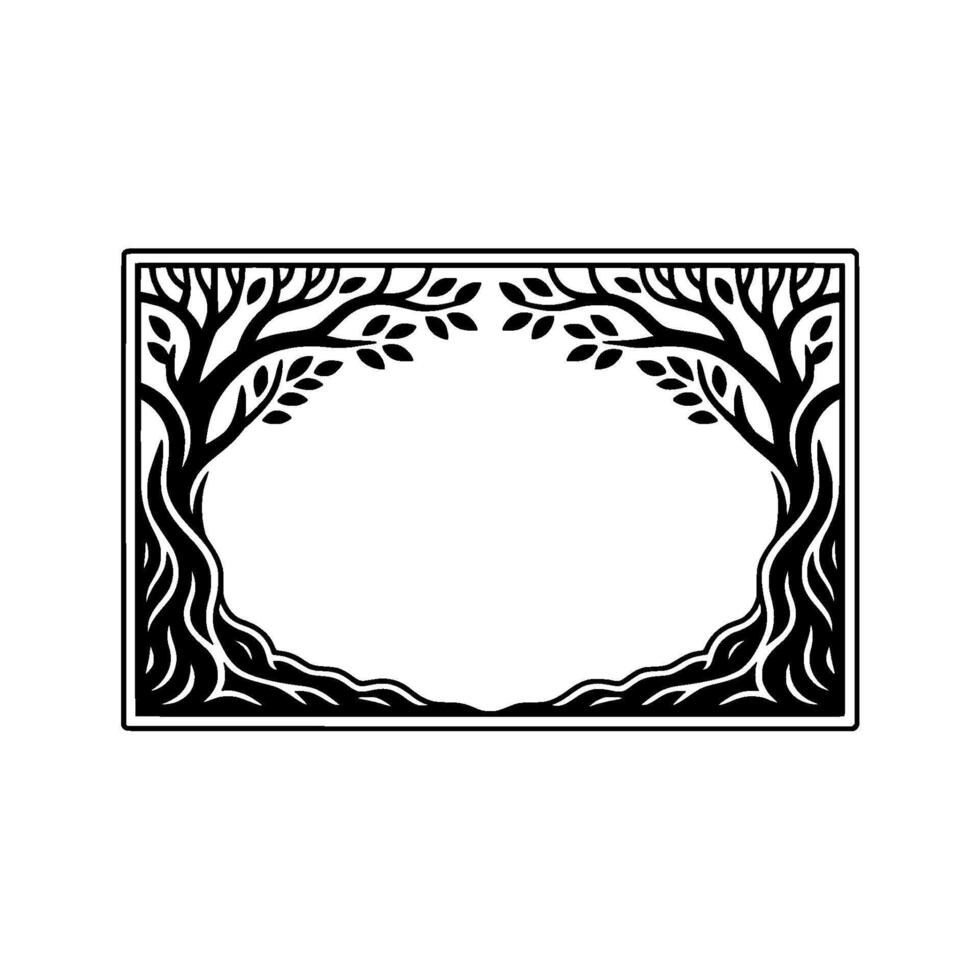 Elegant Tree Frame, Vintage Botanical Illustration, Trees vector