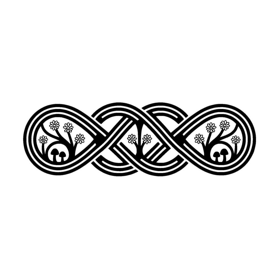 Intertwined Infinity Floral Mushroom Emblem vector