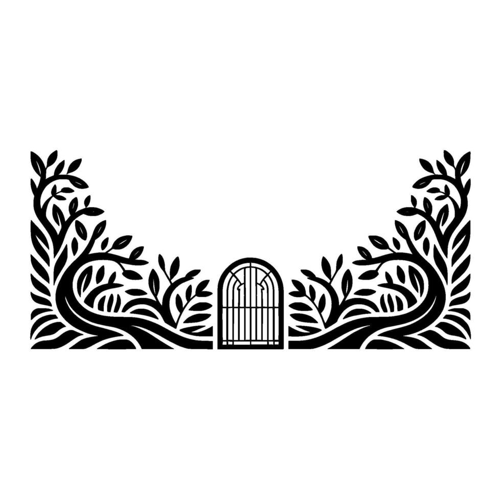 Intricate Botanical Archway, Symbolic Gateway Illustration vector