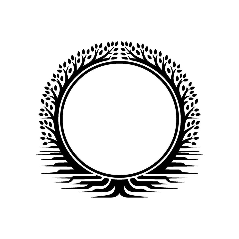 Elegant Circular Tree Frame, Minimalist vector