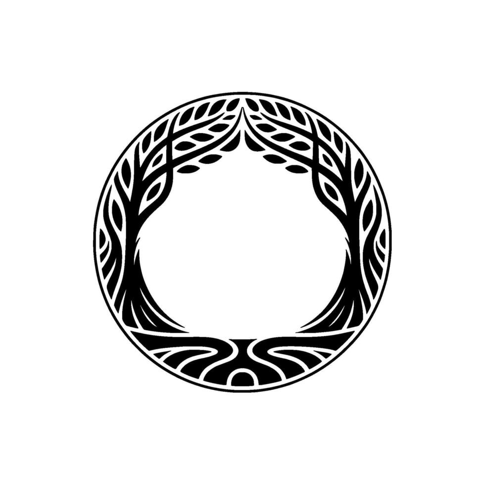 Eternal Circle Tree of Life Emblem vector