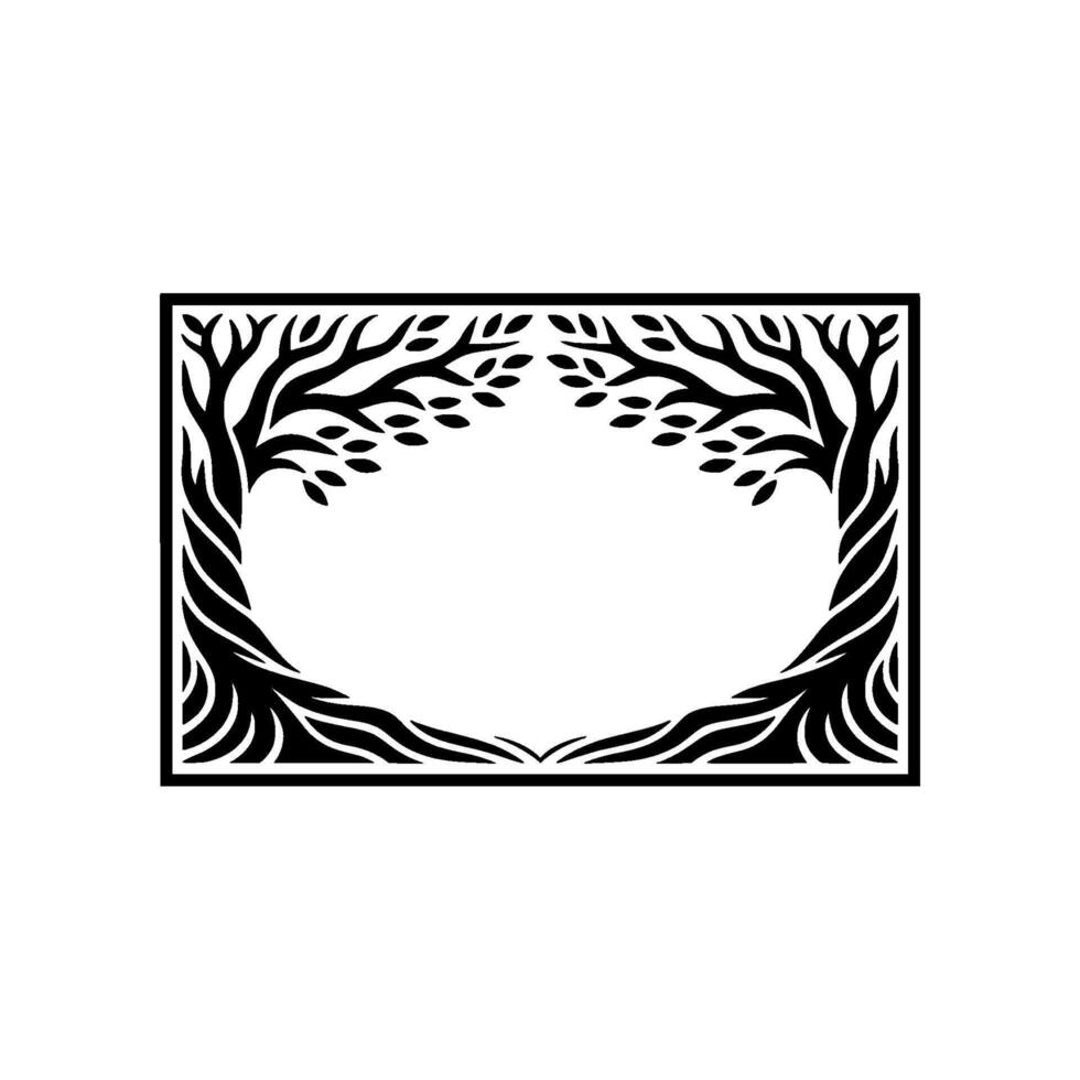 Geometric Tree Frame, Minimalist, Elegant Border vector