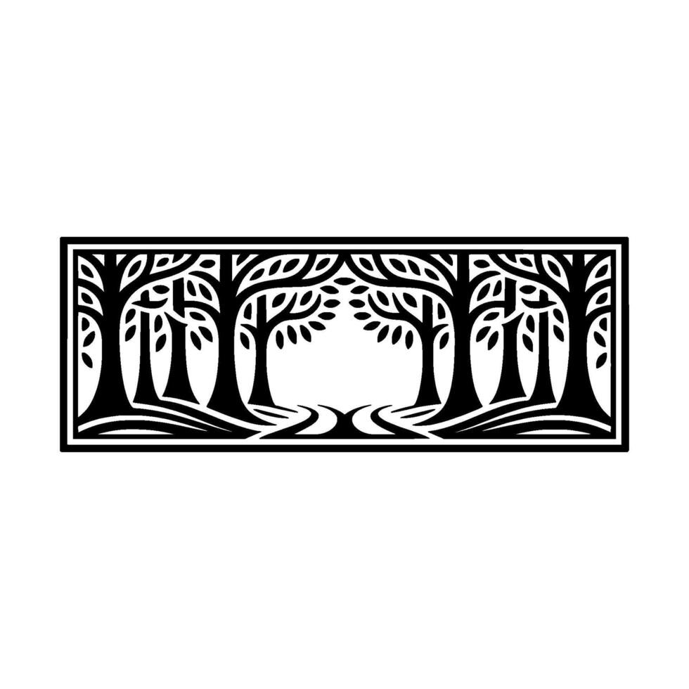 Stylized Forest Silhouette, Geometric, Tranquil Landscape vector
