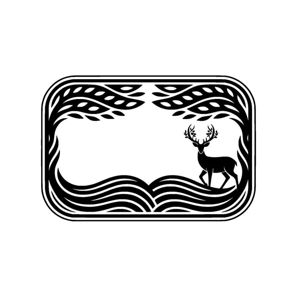 Elegant Deer Emblem, Vintage Botanical vector