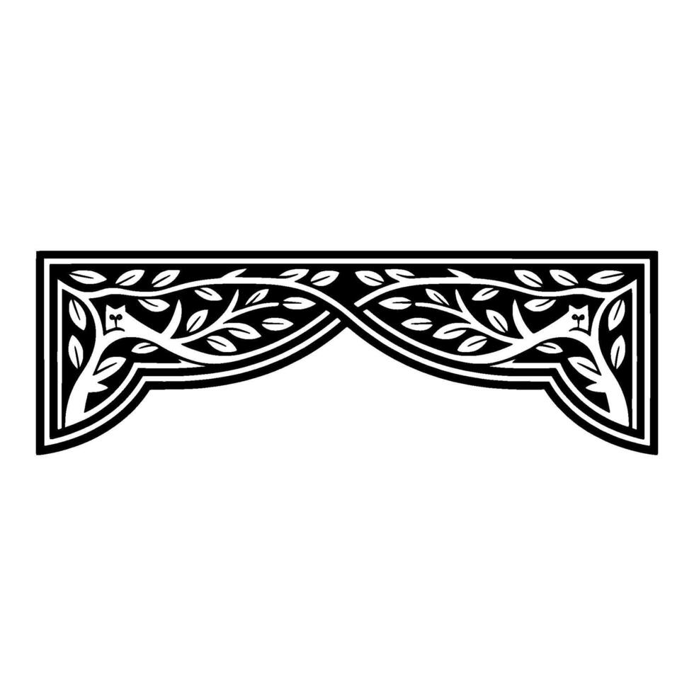 Intricate Branch Ornament, Vintage Style, Black White vector