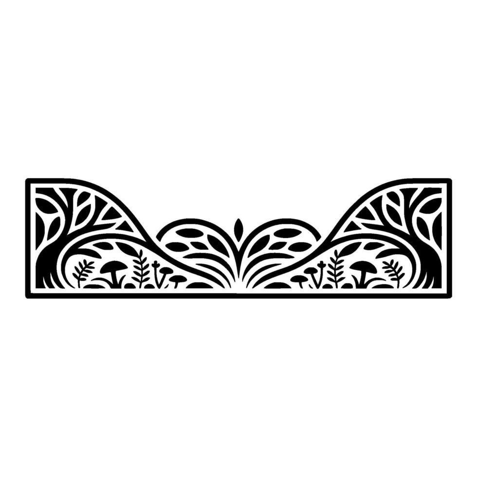Intricate Forest Border, Stylized Woodland, Illustration vector