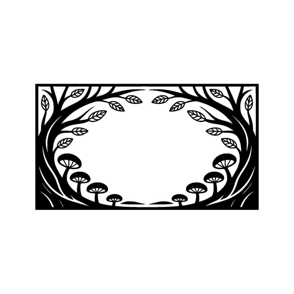 Botanical Frame, Circular Motif, Minimalist Illustration vector