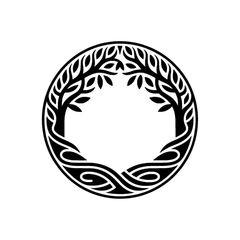Celtic Tree of Life Emblem, Circular, Vintage Style vector