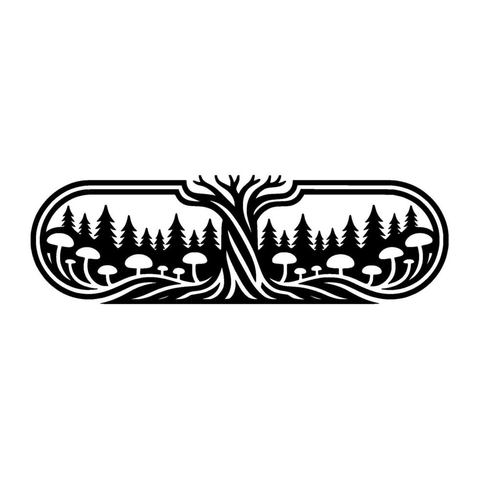 Forest Emblem Organic Growth, Tranquil Wilderness, Vintage Illustration vector