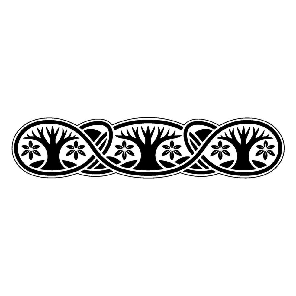 Celtic Tree of Life Border, Intricate - Ornament vector