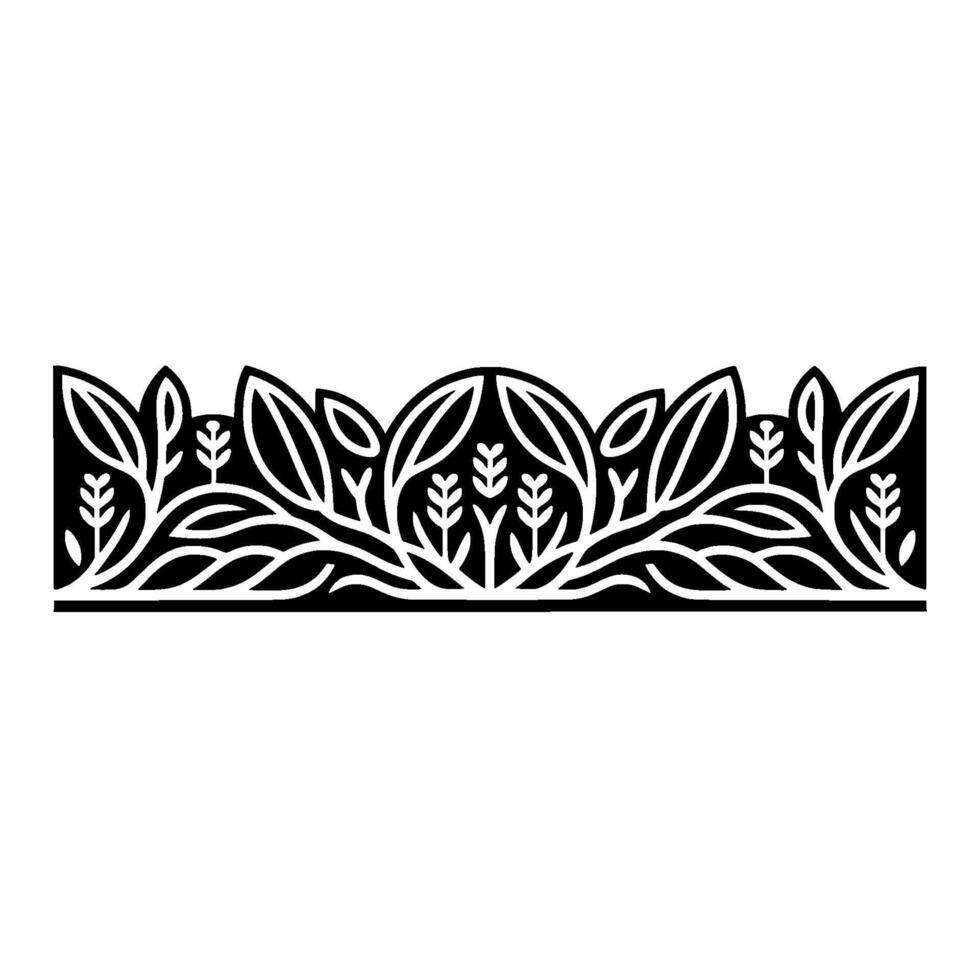 Elegant Botanical Border, Stylized Leaf - Floral vector