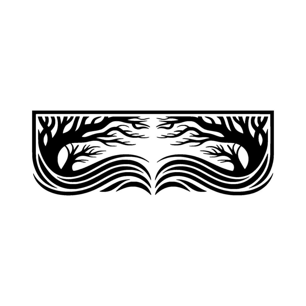 Stylized Tree Border, Minimalist, Organic Elements vector