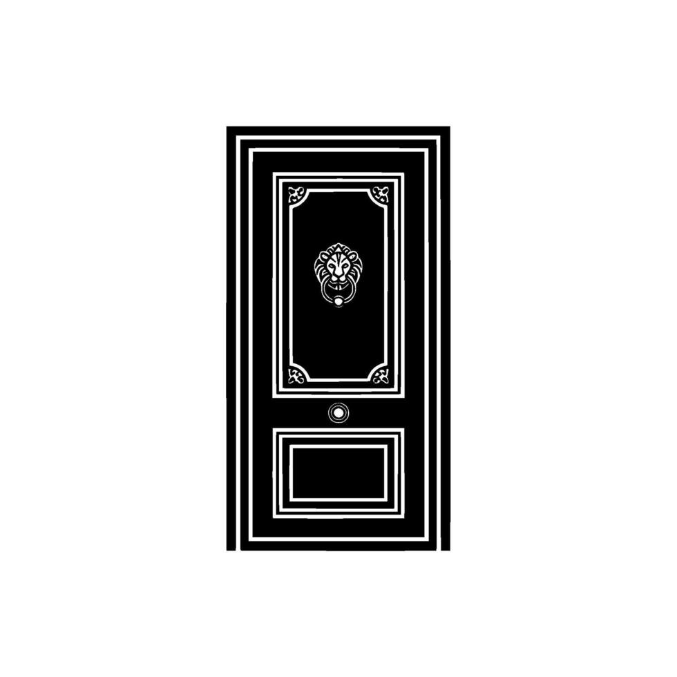 Gothic Lion Doorway, Elegant Black White Illustration vector
