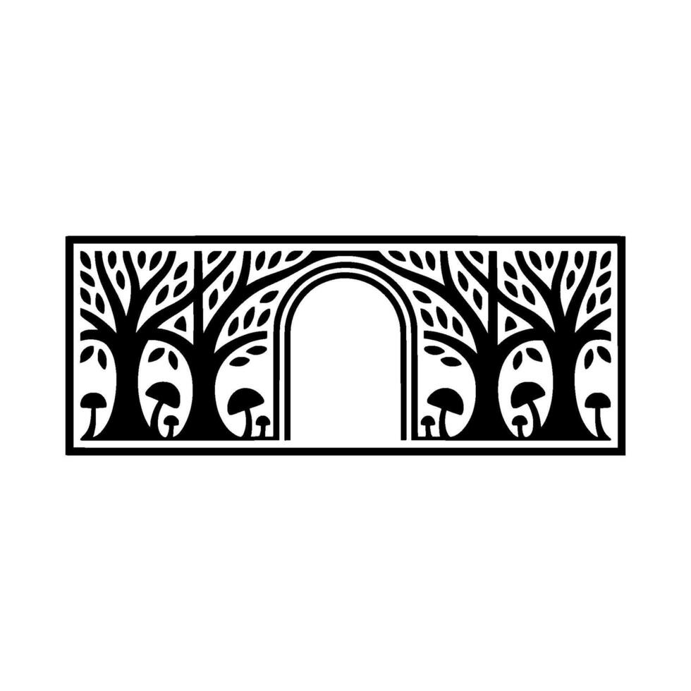 Stylized Forest Archway, Vintage Botanical Illustration vector